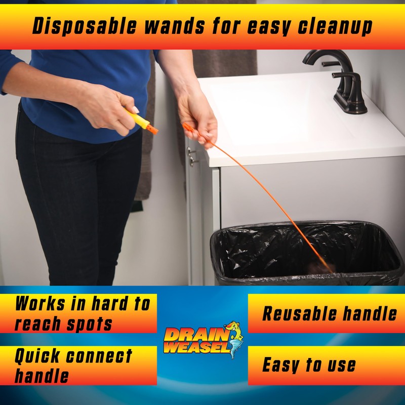FlexiSnake Drain Weasel Sink Snake Hair Clog Remover Tool, Pipe,