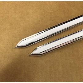 Vintage Style 5/8" White & Chrome Side Body Trim Molding - Formed Pointed Ends