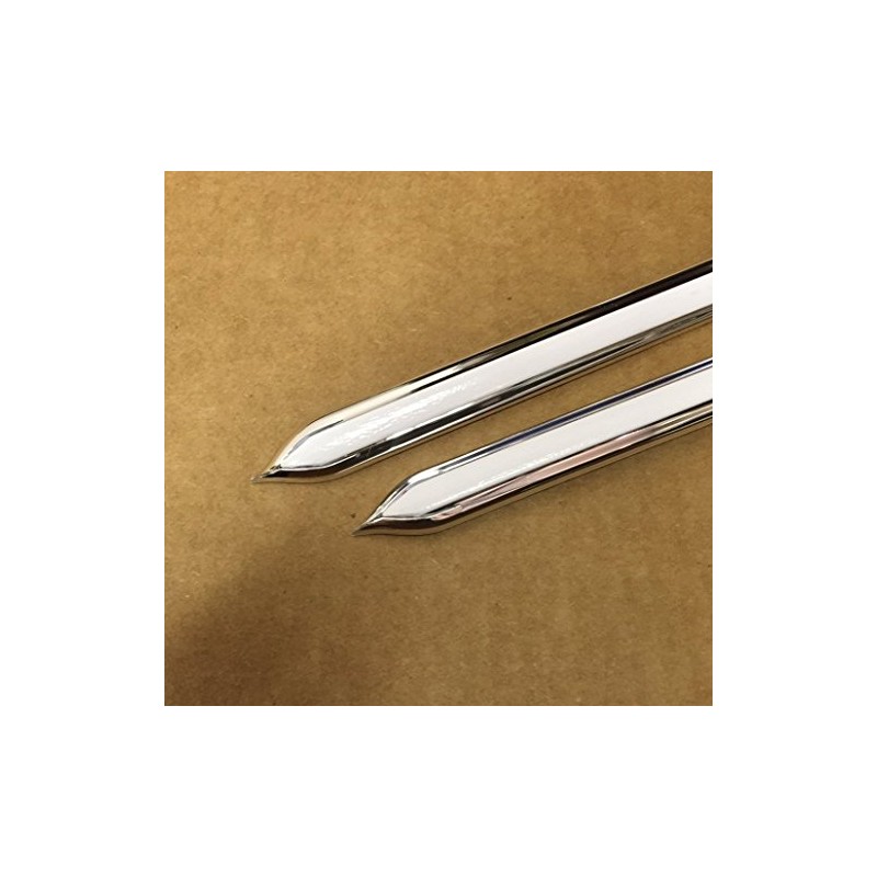 Vintage Style 5/8" White & Chrome Side Body Trim Molding