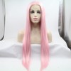Light Pink Lace Front Wig for Women Long Straight Pink