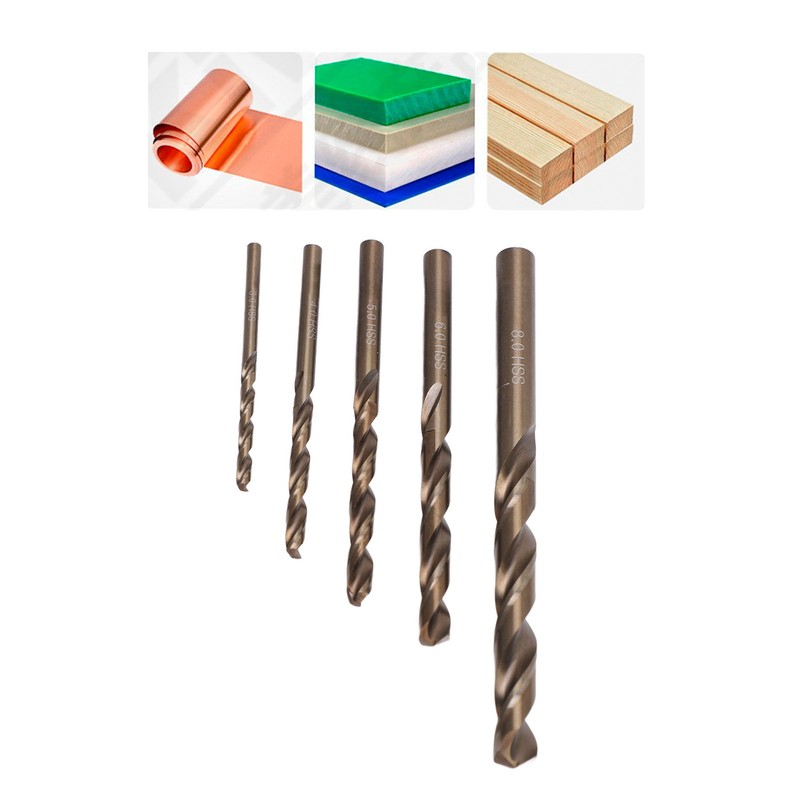 5Pcs Straight Shank Twist Drill Bit HSS 3 4 5