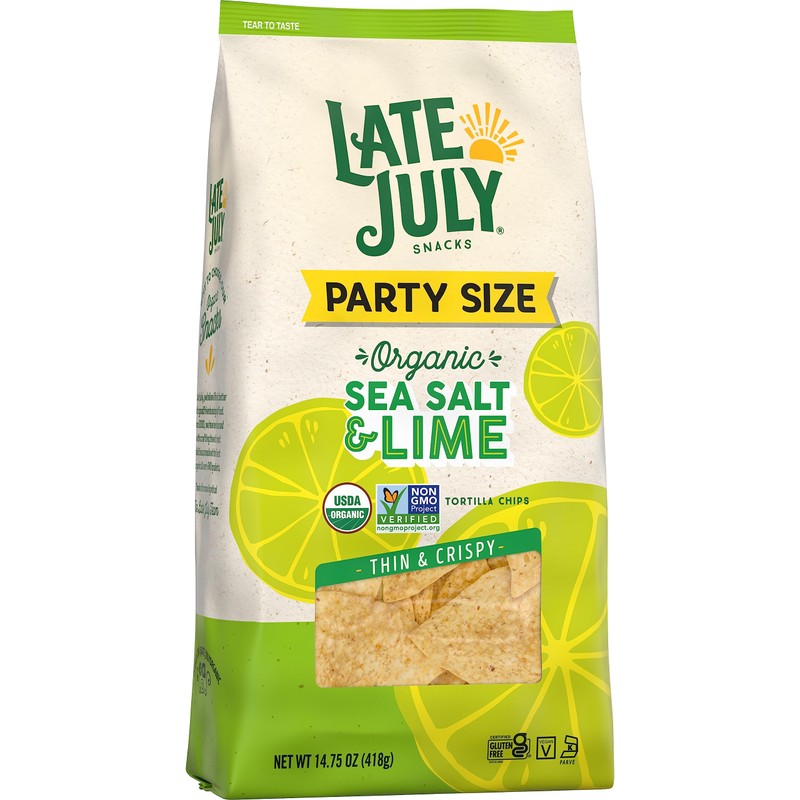 Late July Snacks, Thin & Crispy Organic Tortilla Chips, Sea