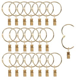 Fivebop 40 Pack Rings Curtain Clips Rustproof Metal Window Drapery Decorative Clips Vintage Heavy Duty Eyelet Curtain Rods Hangers Rings with Hooks, 1.5In Inner Diameter (Gold-1.5in)