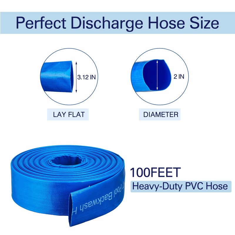 OasisTrim 2" x 100FT Pool Backwash Hose, Heavy-Duty Pool Hose,