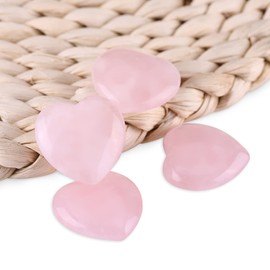 Haofy 4PCS Rose Quartz Heart Crystals Polished Healing Cute 1 Inch Mini Pocket Stones Palm Thumb Love Gemstones Set Bulk Wholesale Reiki Energy Balancing Meditation Gift for Women