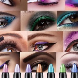 Set 15 Sombras en Barra Glitter Brillante Textura Cremosa Maquillaje para Ojos Colores brillantes Sombra de ojos Practica                             