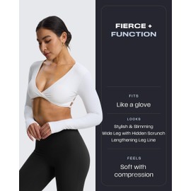 Aoxjox Flare Leggings for Women Hidden Scrunch Butt Lifting High Waisted Wide Leg Yoga Pants 30" (Black, Small)