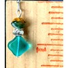 Silver with Frosty Teal and Amber Czech Bead Dangle Earrings.