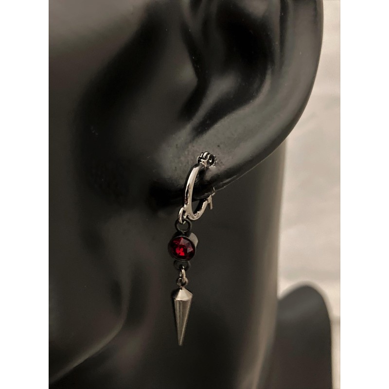 Akusetia Titanium Ring Earrings, Hoop Earrings, Men's, Women's, Metal Black,