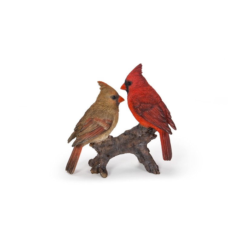 Cardinal Couple on Stump Garden Statue