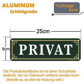 Privat Sign, Aluminium, Outdoor Sign, 25 cm x 8 cm, Private Sign with Pre-Drilled Hole for Easy Mounting, Pack of 2