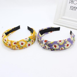 Headband for Women's Hair Hairband Adult Women Alice Headbands Knotted Elastic Headband Fashion Headbands for Women and Girl (4LSunFlowerA)