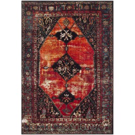 SAFAVIEH Vintage Hamadan Collection VTH217B Oriental Traditional Persian Non-Shedding Living Room Bedroom Dining Home Office Area Rug, 5'3" x 7'6", Orange / Multi