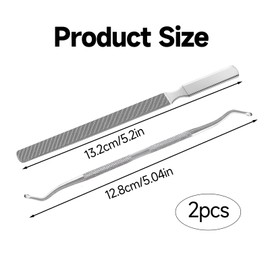 Long Steel Nail File for Thick & Fungal Nails, Ingrown Nail Tool with Dual-Ended Toenail Lifter, Stainless Steel Nail File for Men & Women, Pedicure Manicure Tool for Onychomycosis