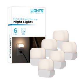 Lights by Night Plug In Night Light Bedroom Decor Apartment Essentials LED Lights Ambient Lighting Dusk to Dawn Sensor Nightlight Bathroom, Square 6 pack
