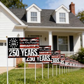 8PCS 250 Anniversary Stick Flag America Flag 250 Years of Freedom We The People 1776-2026 250th Birthday Patriotic Signs Hand Held Flags for Room House Welcome Lawn Backdrop Parade Black