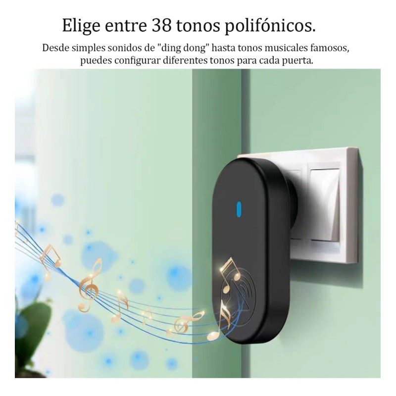 Timbre Inalámbrico Impermeable Con Luz Led 1 Transmiso 1 Rec