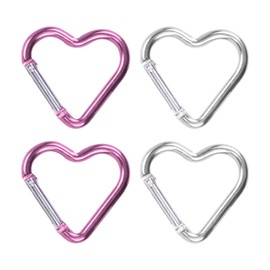 4 Pieces Heart Shaped Carabiners, Aluminum Alloy Carabiners, Water Bottle Buckles, Backpack Buckles, Keychain, Outdoor Accessories