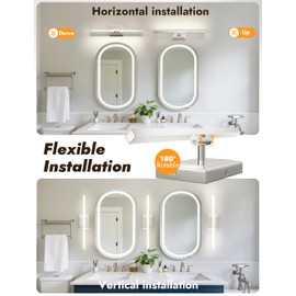 NIORSUN 24 Inch Modern Bathroom Light Fixture, 14W 5CCT Dimmable LED Chrome Bathroom Vanity Lights Over Mirror, Vanity Lights for Bathrooms Restroom Mirror- ETL Certified