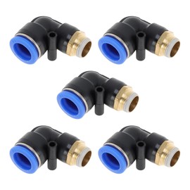 Motoforti Push to Connect Air Fittings 5/8" 90 Degree Air Line Quick Joint Plastic Metal 3/8"BSPT 5 Pcs Blue Black Gold Tone