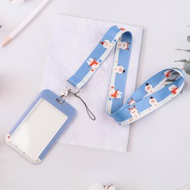 Juanooo Aesthetic Blue ID Lanyard with Card Holder Cute Key Lanyard for Women Girls Kids for ID Badges Christmas Snowman Neck Lanyard ID Holder
