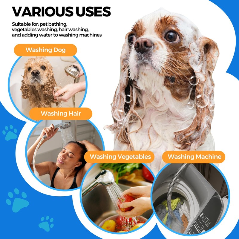 Sink Hose Attachment Hose:Portable Sink Hose Faucet Spraye Dog Shower,Stainless