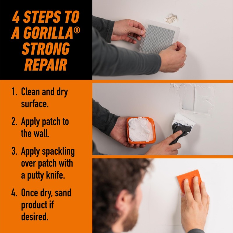 Gorilla Wall Repair Kit Featuring Gorilla Heavy Duty Wall Repair