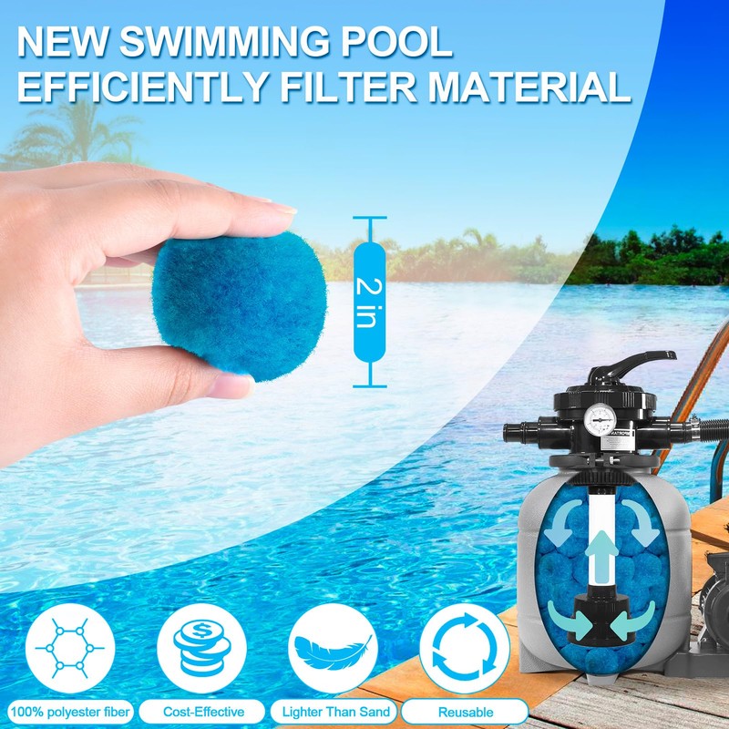 WLLEYAY 4 lbs Pool Filter Balls, New Upgrade Efficient Swimming