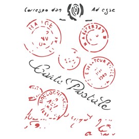 Postmark Layering Stencil 11.43 x 16.51 cm - Stencil Company Original Postal Stencil Mask Use to Add Texture, Design and Accents to Mixed Media Backgrounds