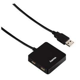 Hama | Multiquad 1:4 Bus Powered USB Port 2.0 Hub | Notebook/PC Computer/MacBook/iMac - Black