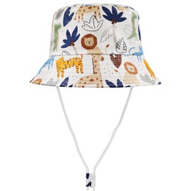 FenFang Children’s Sun Hat, Dinosaur Fishing Hat, Boys’/Girls’ Hat with Chin Strap, Bucket Hat, Beach Hat, for Spring, Summer, White elephant