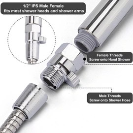 Brass Shower Flow Control Valve: Shower Head Shut Off Valve(Female and Male), MAYYAYA Water Flow Control Valves, for Handheld Shower Head or Bidet Sprayer- Handle Lever (Nickel)