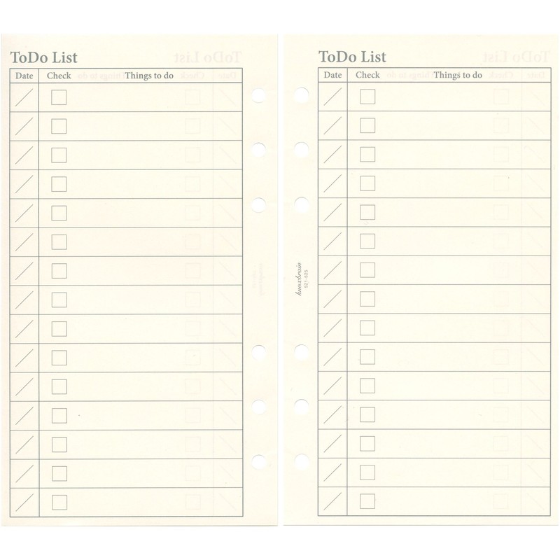 Knox/Knox Bible Size 521-525 Personal Organizer Refill 521-525 50 Sheets