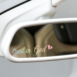 3X Trust in God Rearview Mirror Decal, Rearview Mirror Decal, Car Mirror Decal, Vanity Mirror Stickers, Car Decals for Women, Cute Car Stickers, Car Decal Stickers (Pastel)