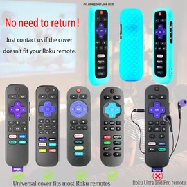 3 Pack Remote Case for Roku, Battery Cover for TCL Roku Smart TV Steaming Stick Remote, Roku TV Remote Cover Silicone Protective Controller Universal Sleeve Skin Glow in The Dark Blue Red and Sky