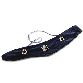 Long Velvet Yemenite Kudu Kosher Shofar Bag | 3 Star of David Design | Shofar Horn from Israel Original | Shofar Horn | Shofars for Sale | Kosher Kudu Yemenite Shofar | Blowing Horn | Shofar de Israel