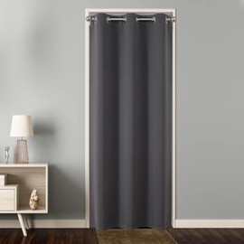 Joydeco Blackout Curtains, Door Curtain, Opaque Door Curtain, Door Curtain with Eyelets, Thermal Cold Protection, Heat Protection, Sound Protection for Bedroom, Living Room (Dark Grey, 1 x H 210 x W