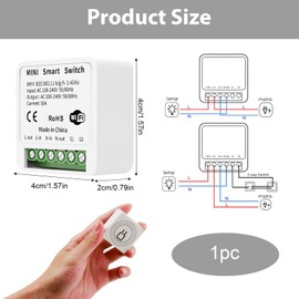 Smart WiFi Lichtschalter – Smart Lichtschalter Alexa & Tuya kompatibel, Fernsteuerbar via App, 2-Wege-Funktion, Kompakt (4,1x4,1x2 cm, 16A, 100–240V)