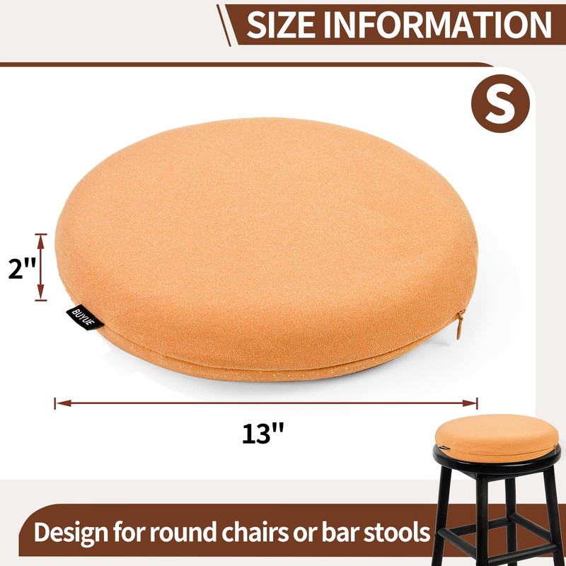 BUYUE Memory Foam Seat Cushion, Dia 13" Soft Velvet Round