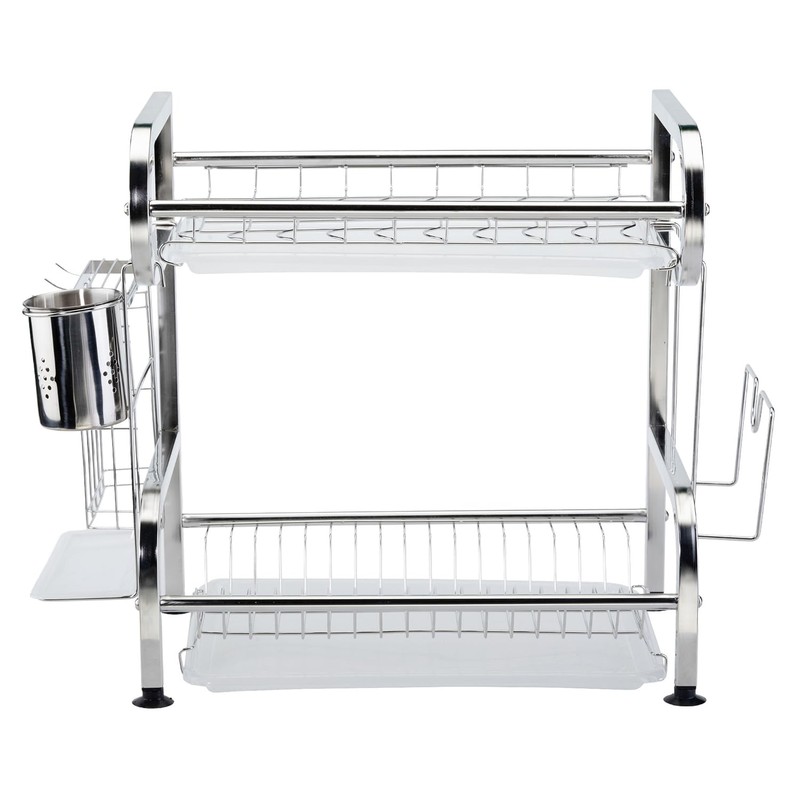 Farenheit Stainless Steel 2-Tier Dish Drying Rack for Kitchen Storage,