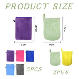 CVDYWDJIE Pack of 5 Shower Gloves and 2 Pieces Makeup Remover Gloves, Soft Cleaning Gloves, Absorbent Gloves, Bath Products, Body Cleaning Tools