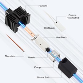 Hotend Kit for Bambu lab X1,X1-Carbon Combo,P1P,P1S,High Flow and High Temp Hotend with Hardened Steel Nozzle,Bi-Metal Heatbreak and Silicone Sock Compatible with Bambu Lab X1/P1 Series 3D Printers