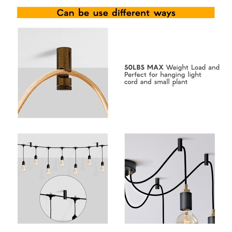 LEDSone Ceiling Cable Mount Hook Pack for Swag Pendant and