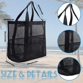 Strandtasche Damen mit Reißverschluss, Große Wasserdicht Mesh Badetasche, Familie Faltbar Beach Tote Bag Shopper, Groß mit Schuhfach Einkaufstasche Schwimmtasche Tote Bag, für Einkaufen Reisen Sport