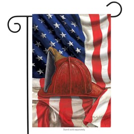 Briarwood Lane Fireman Helmet Garden Flag Emergency Services Firemen Patriotic 12.5" x 18"
