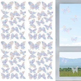 KEYRI Pack of 56 Window Stickers, Bird Protection, Butterfly Prism Window Stickers, Rainbow Window Film, Suncatcher Sticker for Windows, Dining Room, Bedroom, Protects Birds from Glass Collisions (56)