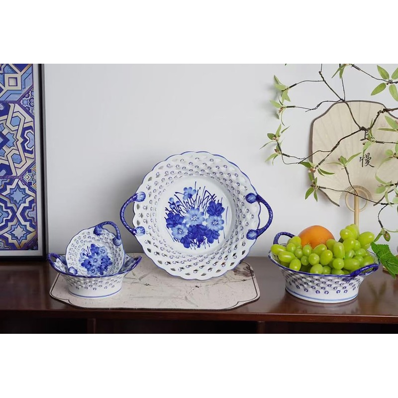 Aimusego 9'' Hand painted Floral Pattern Candy Bowl Ceramic Candy