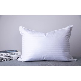 ArcticNorthDown Goose Down Feather Hotel Collection Bed Pillows for Sleeping Pair Standard Pillows for Back, Stomach or Side Sleepers Stripe White Color Set of 2 Pillows