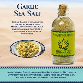 Sea Salts Of Hawaii Garlic Salt Flavored Hawaiian Sea Salt, 4 Ounce Bottle - Made in Hawaii