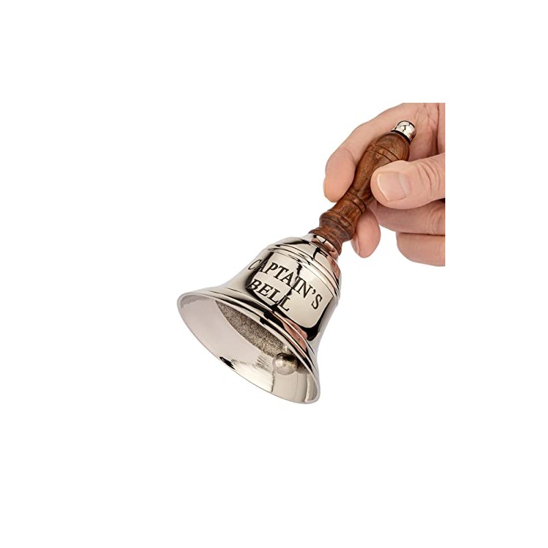 NKlaus Captain's Bell 11799 17 cm Solid Brass Silver Hand